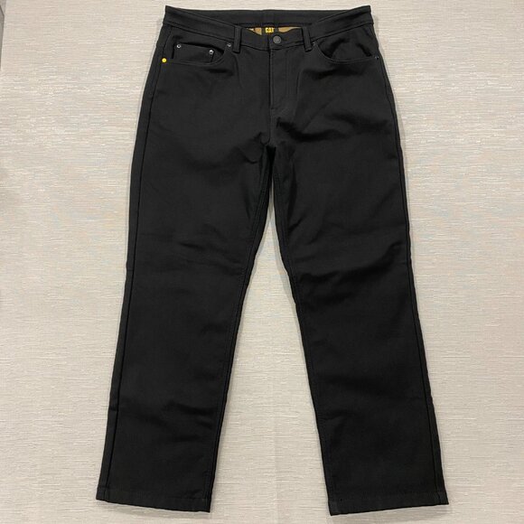 CAT Caterpillar Work Pants Mens 36 x 30 Black Canvas Fleece Lined Insulated - Picture 2 of 13
